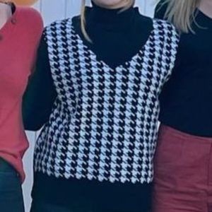 Black and white houndstooth sweater vest